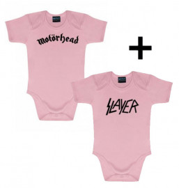 Baby rock giftset MotÃ¶rhead Baby Grow & Slayer Baby Grow Pink