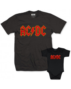 Duo Rockset AC/DC Father's T-shirt & AC/DC Baby Grow Baby Colour Logo