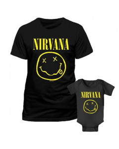 Duo Rockset Nirvana Father's T-shirt & Nirvana Baby Grow Baby Smiley